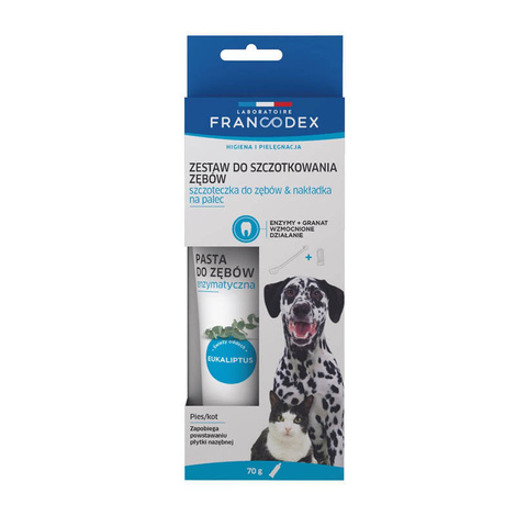 Francodex Teeth Cleaning Kit: Toothbrush and Enzyme Toothpaste (70 g)
