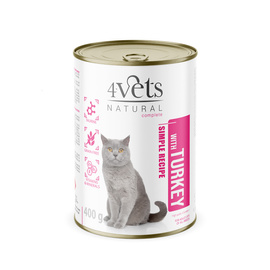4Vets Natural Wet Cat Food with Turkey, 400 g