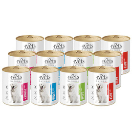 4Vets Natural Wet Dog Food, Assorted Flavors, 12 x 800 g