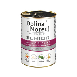 Dolina Noteci Premium Senior Wet Dog Food, Rich in Veal with Carrots and Thyme, 400 g Can