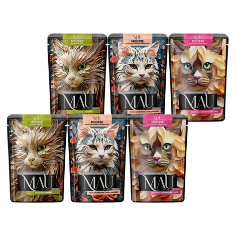 MAU Mus Karma Wet Food for Spayed Cats, Three-Flavor Mix, 6 x 85 g Set