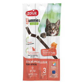 Zolux Yummies Soft Cat Treats: Salmon and Trout Sticks, 3 pieces. 5 g each