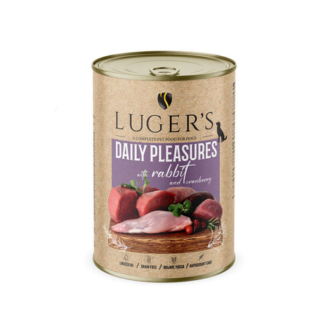 Luger's Daily Pleasures Wet Dog Food with Rabbit and Cranberry, 400 g