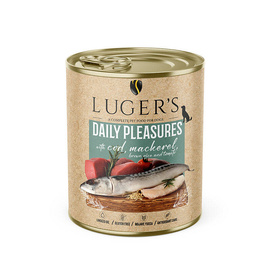 Luger's Daily Pleasures Wet Dog Food with Cod, Mackerel, Tomato, and Brown Rice, 800 g