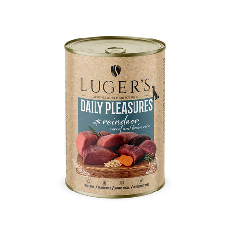 Luger's Daily Pleasures Wet Dog Food with Reindeer, Carrots, and Brown Rice, 400 g