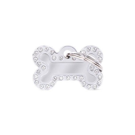 Engraved ID Tag for Dogs and Cats—Small Silver "Glam" Bone
