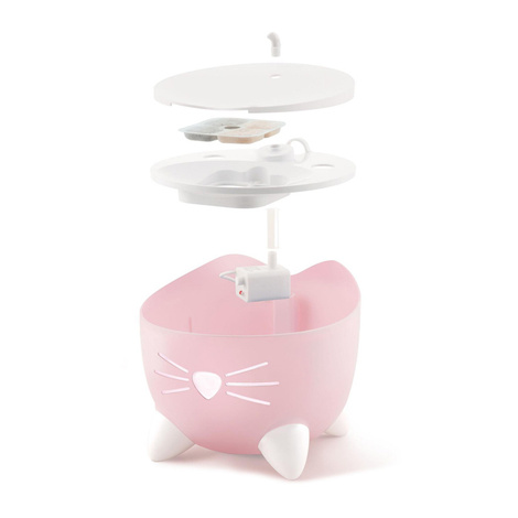 Pixi Fountain Combo: 2.5-liter pink cat water fountain set + bowl + free pack of CH-7216 filters