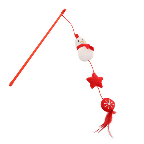 Buba Christmas Cat Toy: Fishing Rod with a Snowman