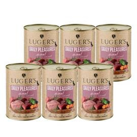 Luger's Daily Pleasures Wet Dog Food with Veal and Carrots, 6 x 400 g Set