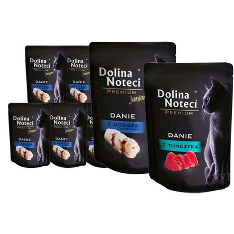 Dolina Noteci Premium Junior Wet Cat Food: Cod with Sardines (10 x 85 g) + Free Tuna (85 g)
