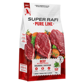 Super Rafi Pure Line Dry Dog Food with Beef and Sweet Potatoes, 9 kg