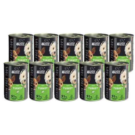 Super Beno Grain-Free Light Wet Dog Food with Turkey Chunks in Gravy, 10-Pack (415 g each)