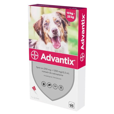 Bayer Advantix Tick Drops for Dogs 10–25 kg, 2.5 ml, 1 bottle