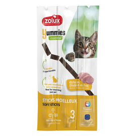 Zolux Yummies Soft Cat Treats: Turkey and Liver Sticks, 3 pieces. 5 g each