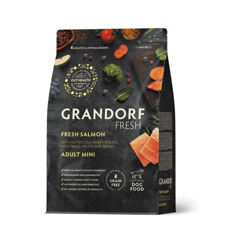 Grandorf Dog Fresh Salmon Mini Dry Dog Food for Small Breeds, Salmon, 3 kg