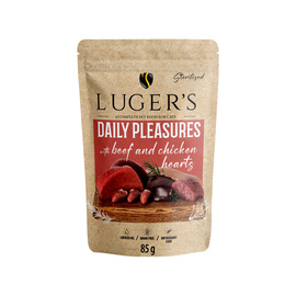Luger's Daily Pleasures Sterilised Wet Cat Food with Beef and Chicken Hearts, 85 g