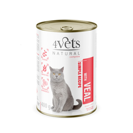 4Vets Natural Wet Cat Food with Veal, 400 g
