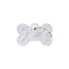 Engraved ID Tag for Dogs and Cats—Small Silver "Glam" Bone