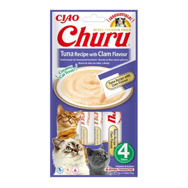 Inaba Churu Creamy Cat Treats, Tuna and Mussels Flavor, 4 x 14 g