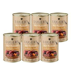 Luger's Daily Pleasures Wet Dog Food with Chicken Hearts and Carrots, 6 x 400 g Set