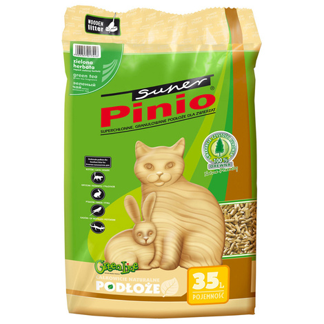 Super Pinio Green Tea Pellet Litter for Cats, Rodents, and Rabbits, 35 L