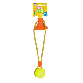 Cooper & Pals Tugo Pull Orange Dog Toy: Tennis Ball on a Rope
