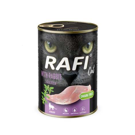 Rafi Cat Adult Wet Food with Rabbit for Spayed/Neutered Cats, 400 g