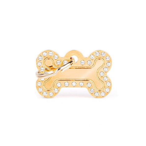 Engraved ID Tag for Dogs and Cats: Small Gold Glam Bone