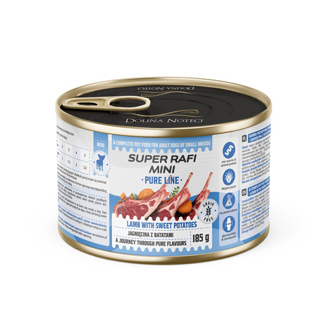 Super Rafi Mini Pure Line Wet Dog Food for Small Breeds with Lamb and Sweet Potatoes, 185 g