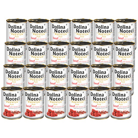 Dolina Noteci Premium Pure Wet Dog Food for Dogs with Allergies—Rich in Beef with Brown Rice, 24 x 400 g Set