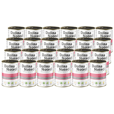 Dolina Noteci Premium Wet Dog Food, Rich in Veal with Green Peas, 24 x 400 g Set