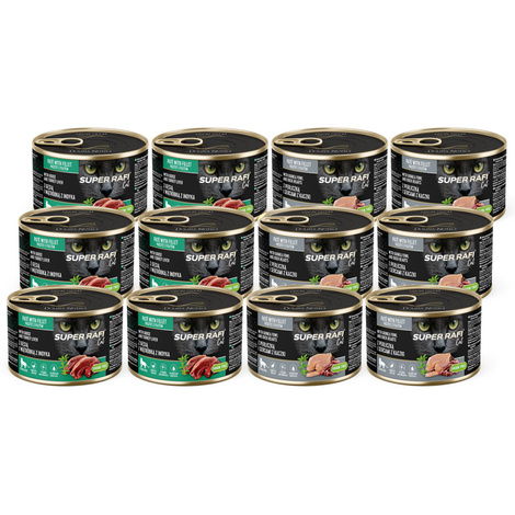 Super Rafi Cat Wet Food for Spayed/Neutered Cats, Assorted Flavors, 12 x 185 g Pack