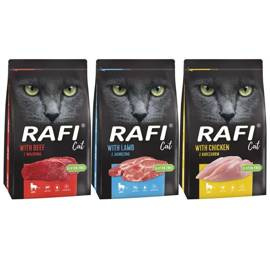 Rafi Cat Dry Cat Food, 7 kg, Assorted Flavors, 3 x 7 kg