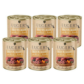 Luger's Daily Pleasures Wet Dog Food with Chicken Hearts and Carrots, 6 x 800 g Set