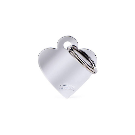 Small Silver Heart-Shaped Engraved ID Tag for Dogs and Cats