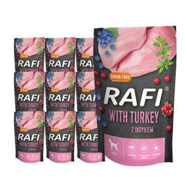 Rafi Wet Dog Food with Turkey, 10-pack of 500-gram pouches