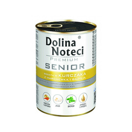 Dolina Noteci Premium Senior Wet Dog Food, Rich in Chicken with Carrots and Basil, 400 g Can