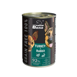 Super Beno Grain-Free Wet Dog Food with Turkey and Rabbit Chunks in Gravy, 415 g