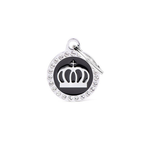 Engraved ID Tag for Dogs and Cats—Black Glam Crown