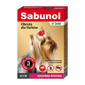 Sabunol Decorative Pink Flea Collar for Yorkies, 35 cm