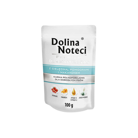 Dolina Noteci Premium Wet Dog Food for Small Breeds with Veal, Tomatoes, and Pasta, 100 g pouch