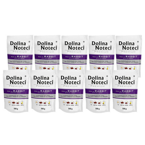 Dolina Noteci Premium Wet Dog Food, Rich in Rabbit with Cranberries, 10 x 500 g Set