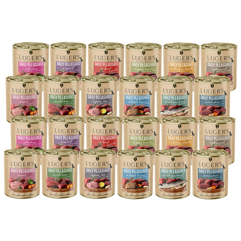 Luger's Daily Pleasures Wet Dog Food, Assorted Flavors, 24 x 800 g Set