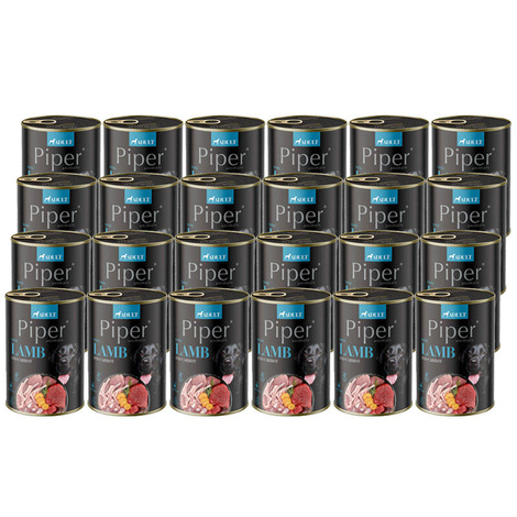 Piper Animals Wet Dog Food with Lamb and Carrots, 24 x 400 g Set