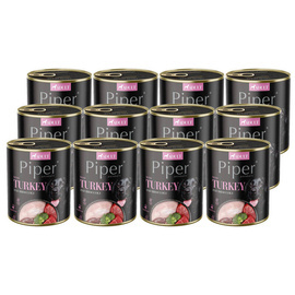 Piper Animals Wet Dog Food with Turkey and Broccoli, 12 x 800 g Set