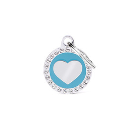 Engraved ID Tag for Dogs and Cats: Blue Heart Glam