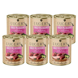 Luger's Daily Pleasures Wet Dog Food with Turkey, Broccoli, and Brown Rice, 6 x 800 g Set