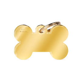 Engraved ID Tag for Dogs and Cats—Large Gold Bone Shape