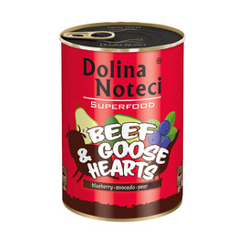 Dolina Noteci Superfood Wet Dog Food with Beef and Goose Hearts, 400 g Can