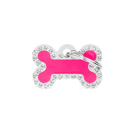 Engraved ID Tag for Dogs and Cats: Small Pink Glam Bone